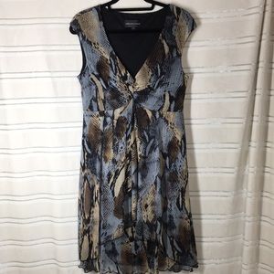 Connected Apparel Blue black tan brown  Dress 12 Snake skin design